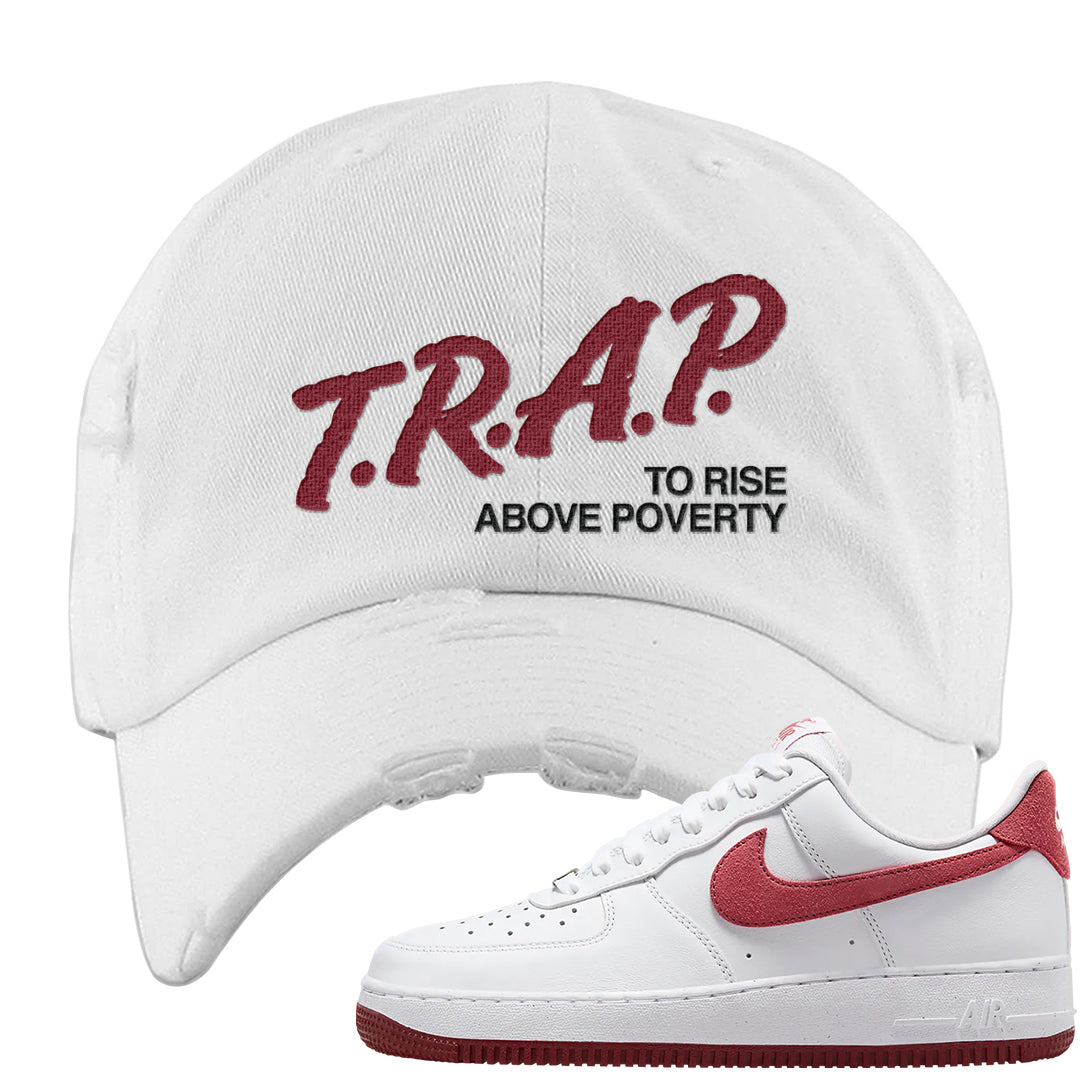 Adobe Low AF 1s Distressed Dad Hat | Trap To Rise Above Poverty, White