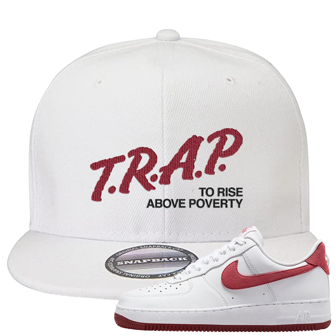 Adobe Low AF 1s Snapback Hat | Trap To Rise Above Poverty, White