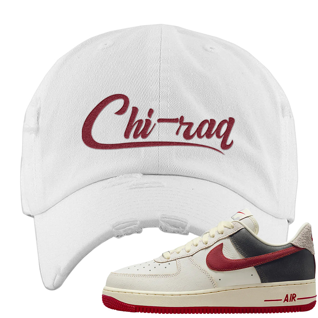 Chicago Low AF 1s Distressed Dad Hat | Chiraq, White
