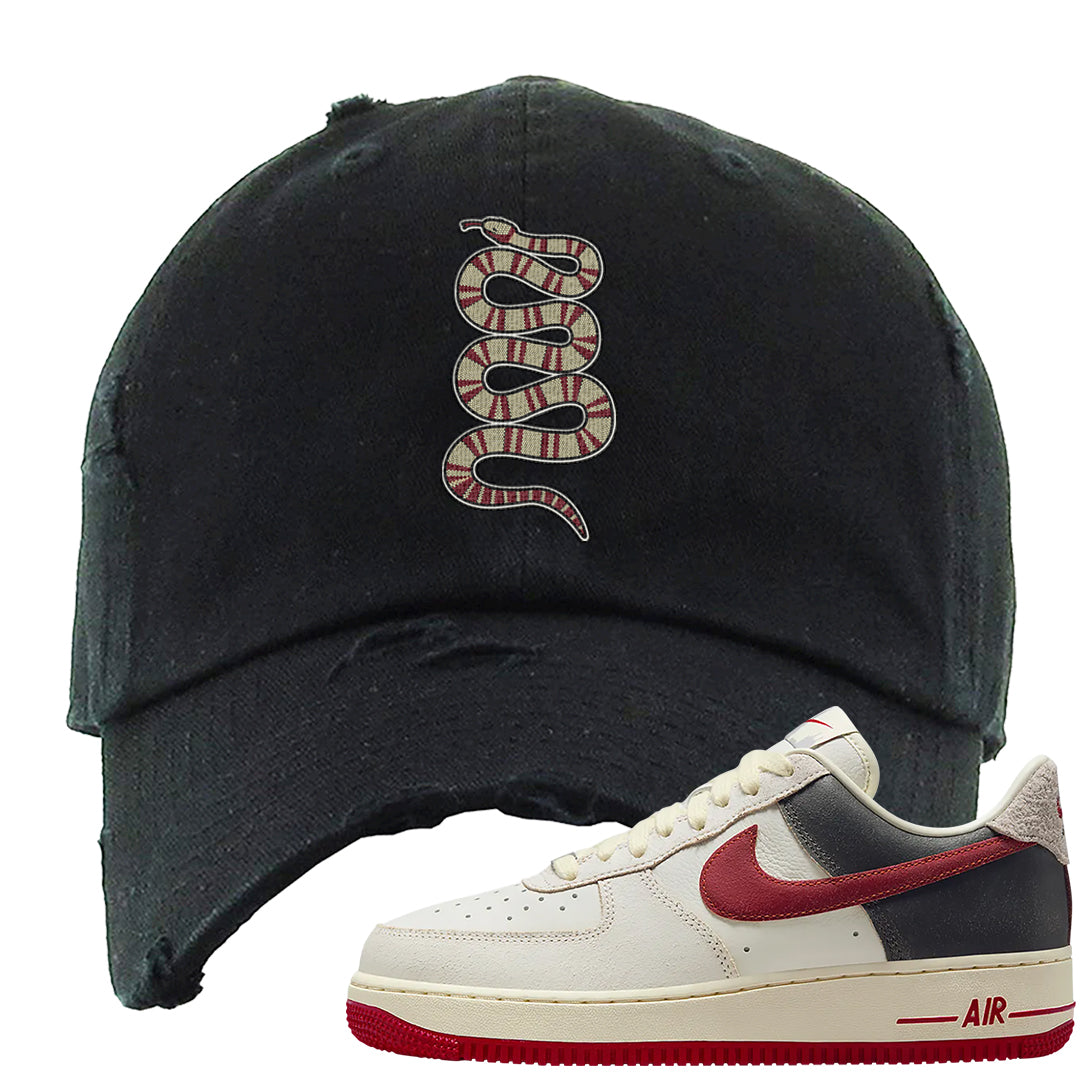 Chicago Low AF 1s Distressed Dad Hat | Coiled Snake, Black
