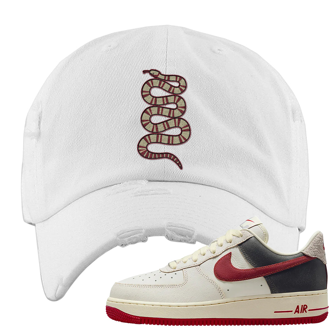 Chicago Low AF 1s Distressed Dad Hat | Coiled Snake, White