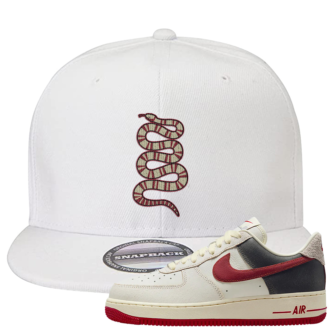 Chicago Low AF 1s Snapback Hat | Coiled Snake, White