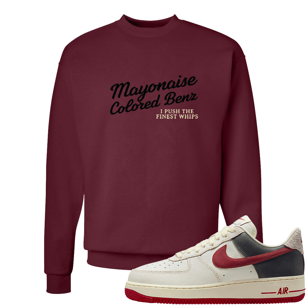 Chicago Low AF 1s Crewneck Sweatshirt | Mayonaise Colored Benz, Cardinal
