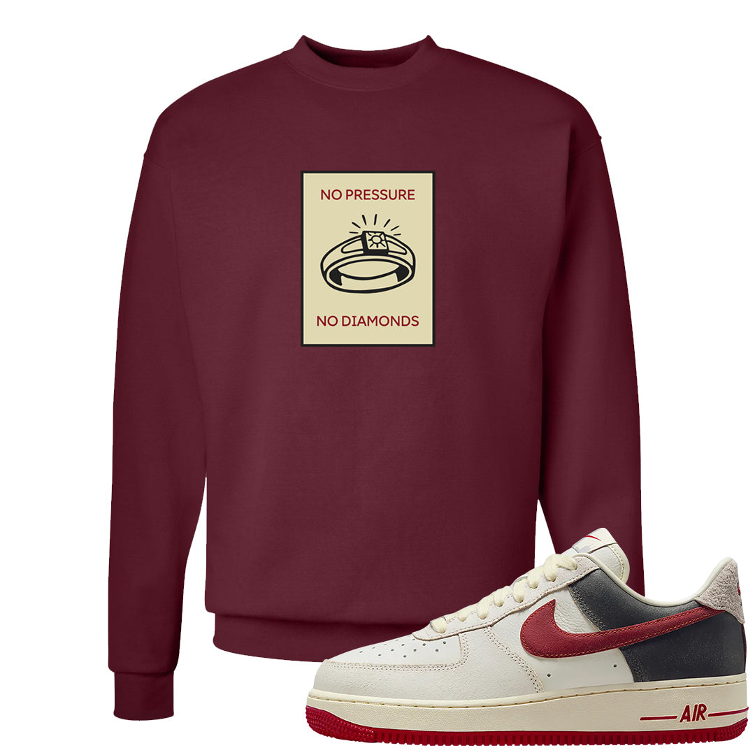 Chicago Low AF 1s Crewneck Sweatshirt | No Pressure No Diamond, Cardinal