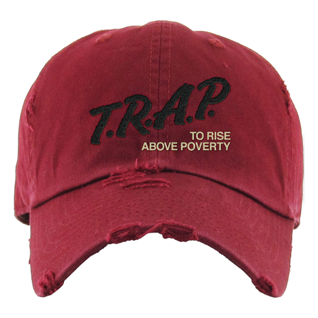 Chicago Low AF 1s Distressed Dad Hat | Trap To Rise Above Poverty, Burgundy