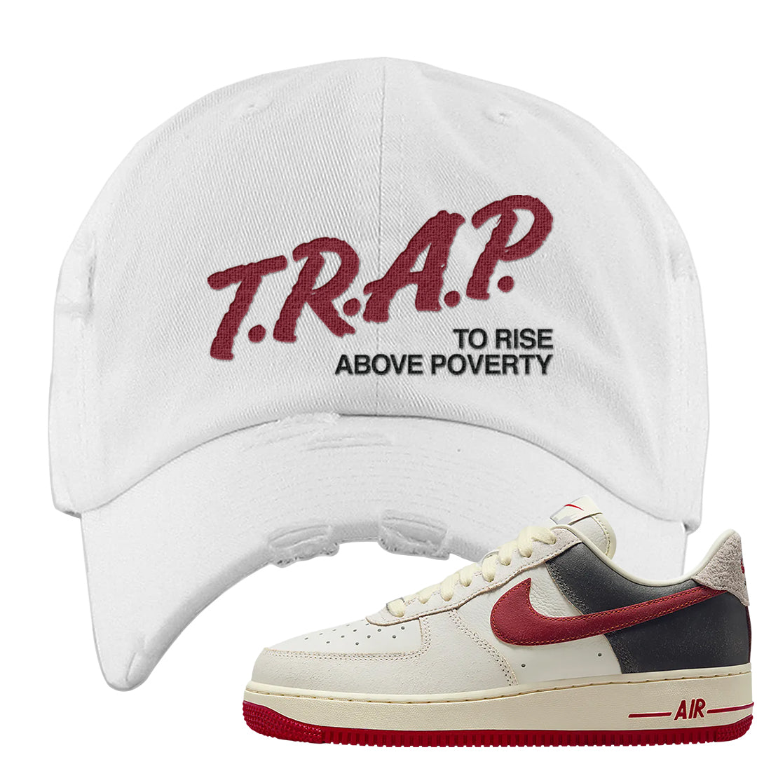 Chicago Low AF 1s Distressed Dad Hat | Trap To Rise Above Poverty, White