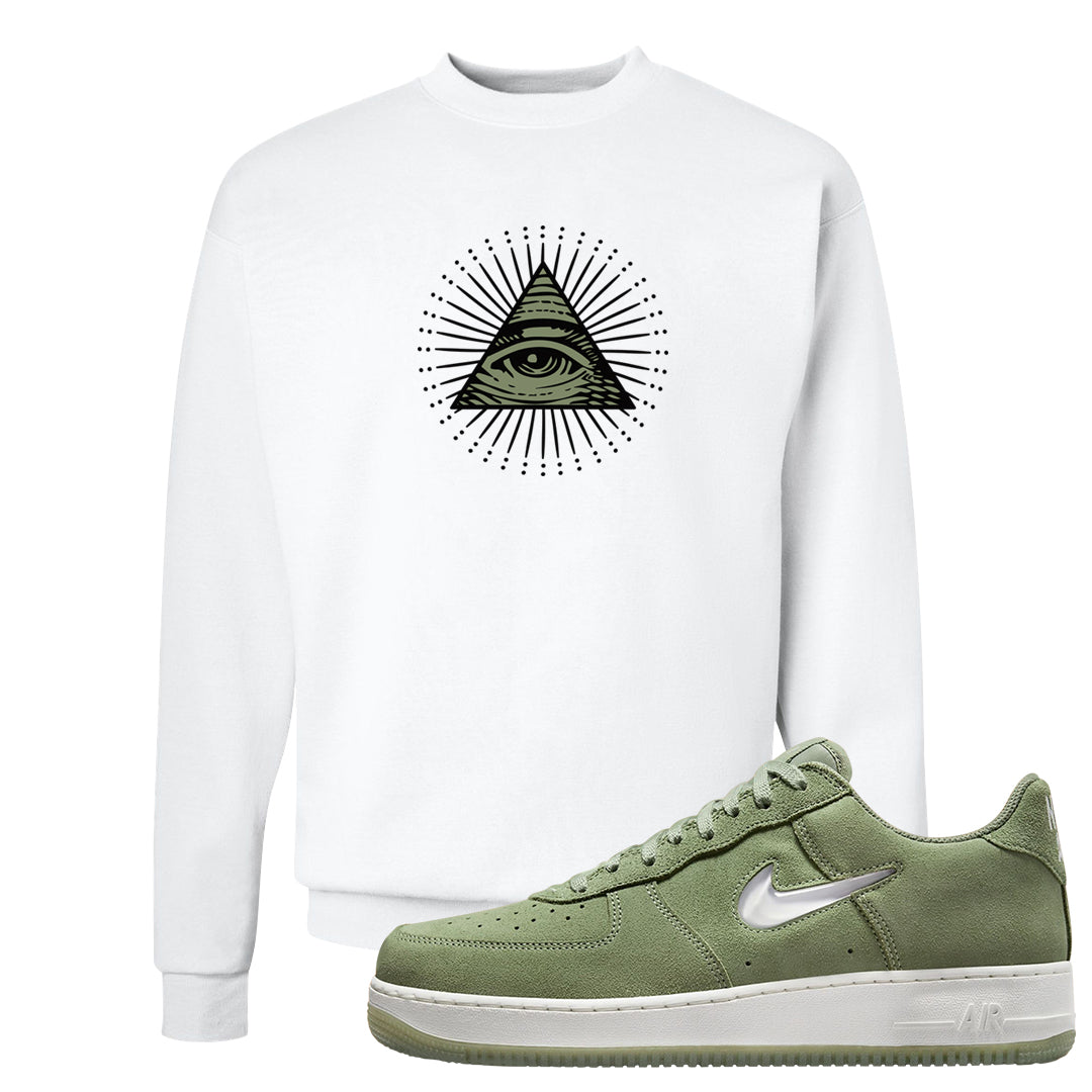 Color of The Month Low 1s Crewneck Sweatshirt | All Seeing Eye, White