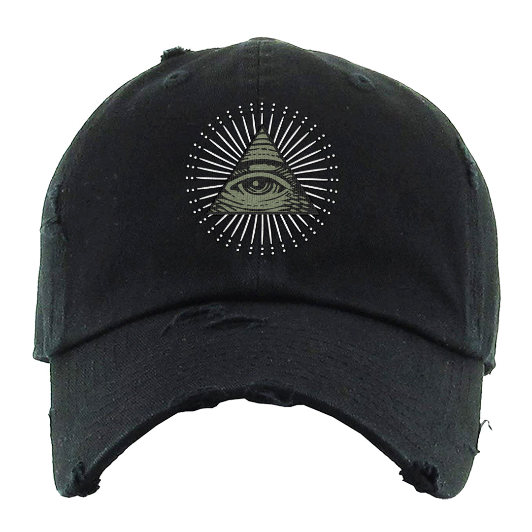 Color of The Month Low 1s Distressed Dad Hat | All Seeing Eye, Black