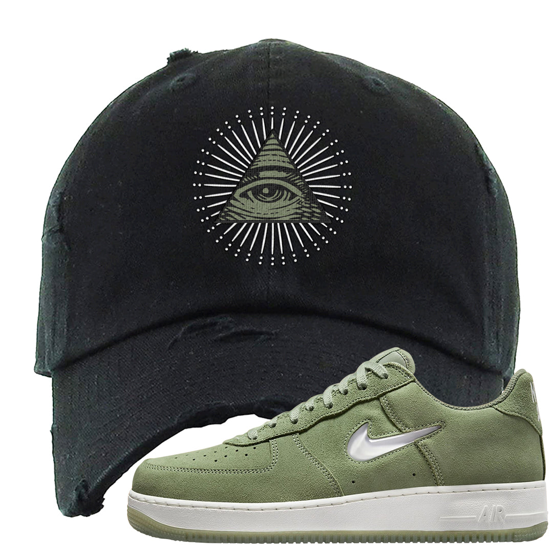 Color of The Month Low 1s Distressed Dad Hat | All Seeing Eye, Black