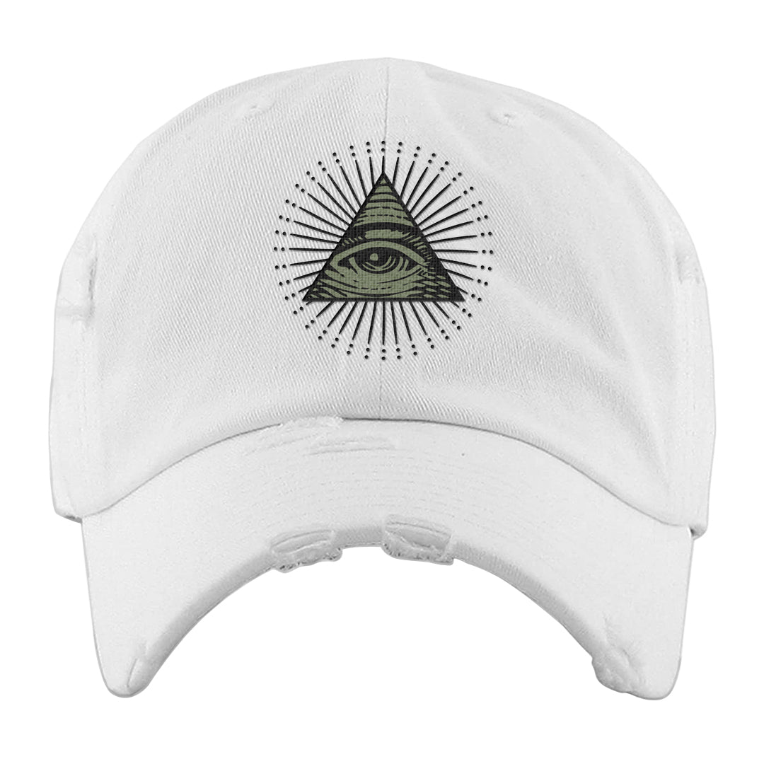 Color of The Month Low 1s Distressed Dad Hat | All Seeing Eye, White