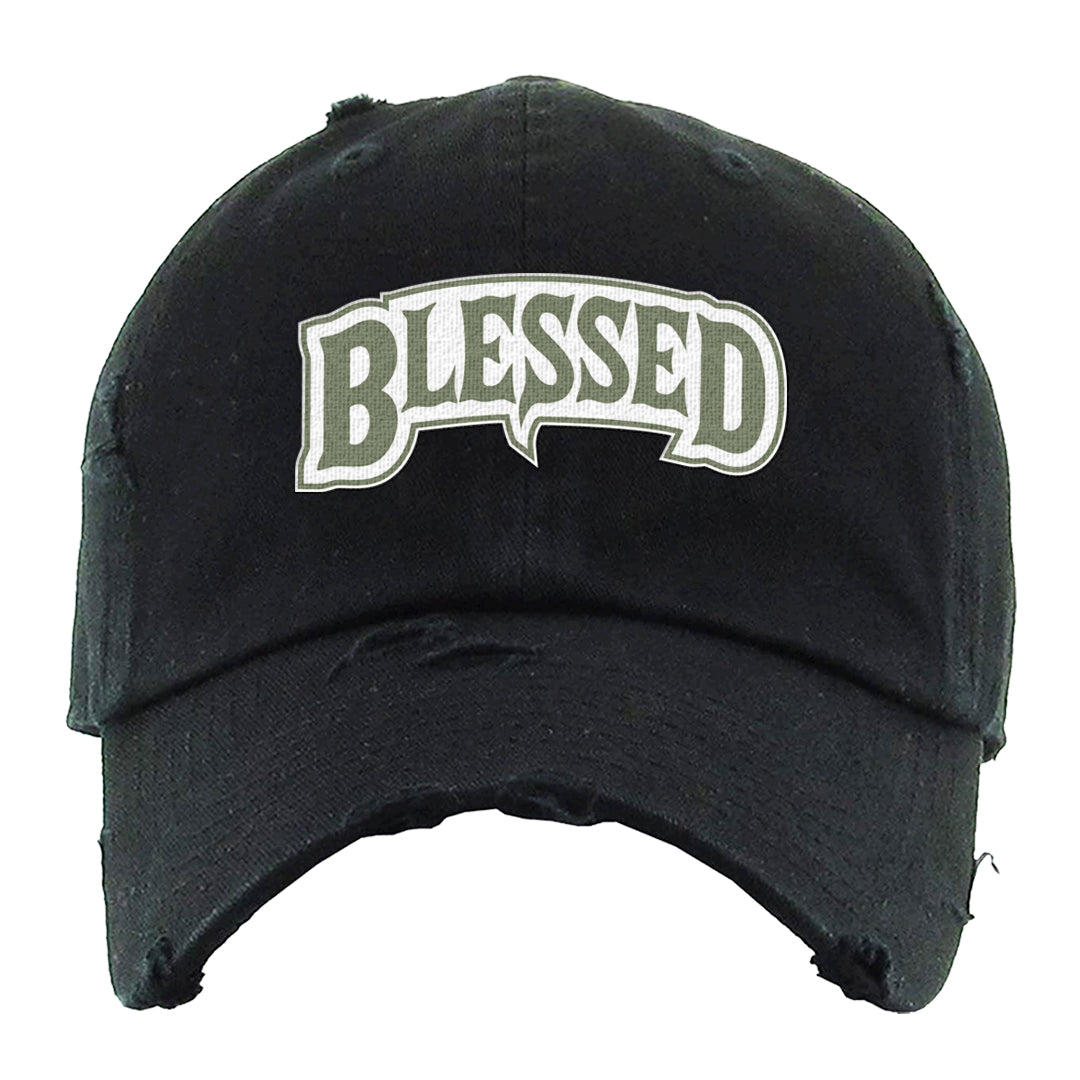 Color of The Month Low 1s Distressed Dad Hat | Blessed Arch, Black