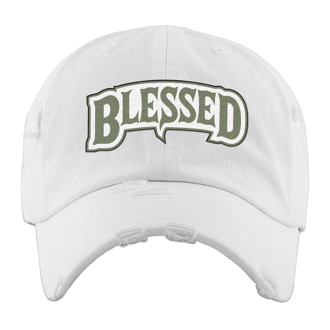 Color of The Month Low 1s Distressed Dad Hat | Blessed Arch, White