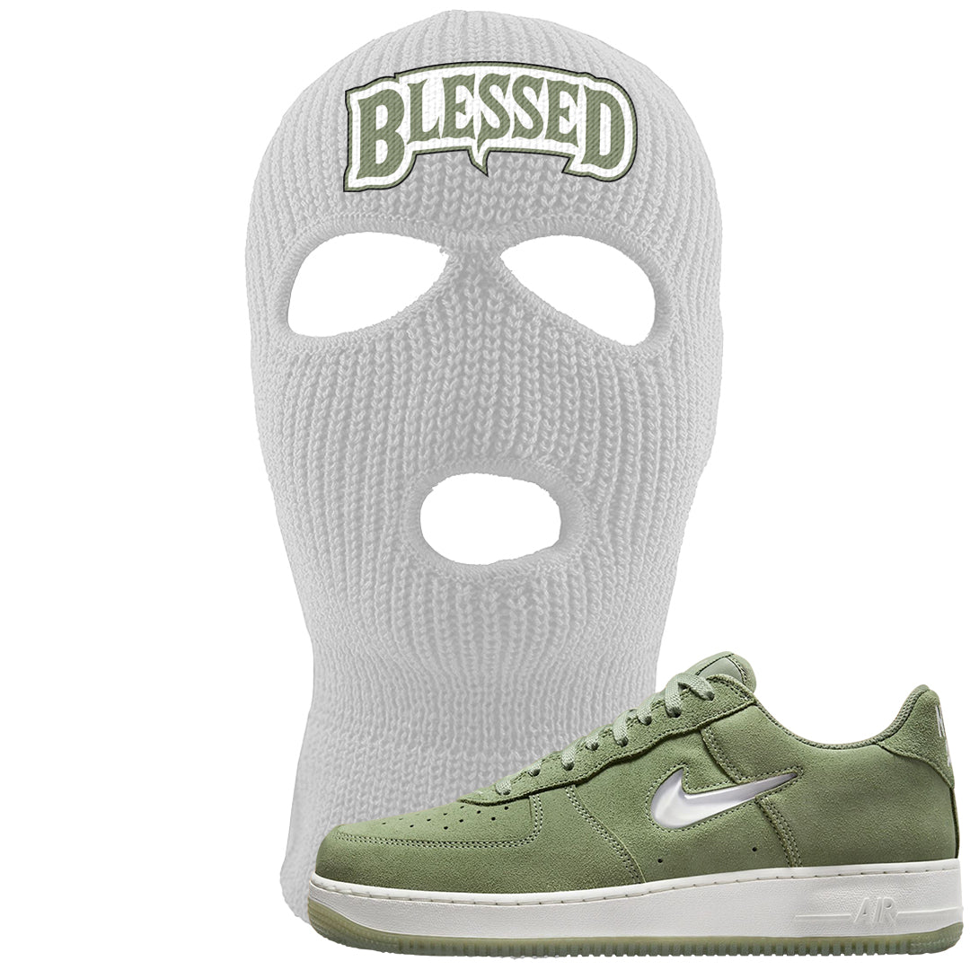 Color of The Month Low 1s Ski Mask | Blessed Arch, White