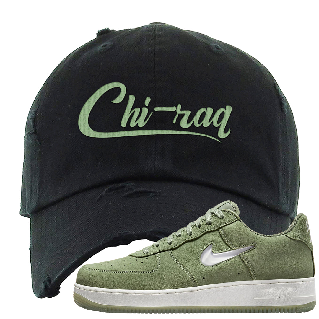 Color of The Month Low 1s Distressed Dad Hat | Chiraq, Black