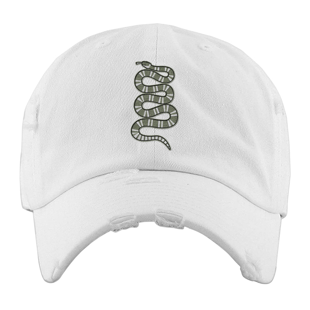 Color of The Month Low 1s Distressed Dad Hat | Coiled Snake, White