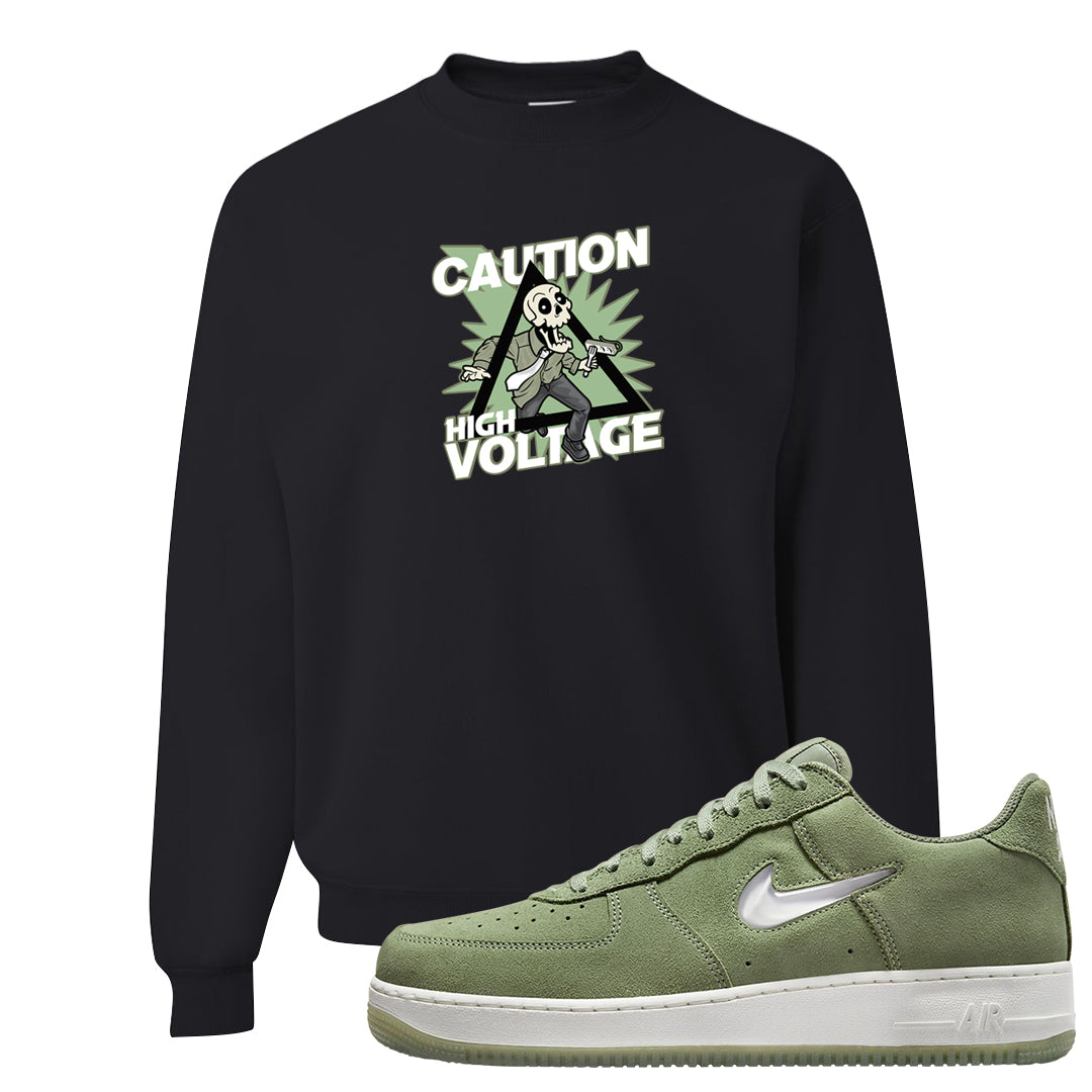 Color of The Month Low 1s Crewneck Sweatshirt | Caution High Voltage, Black