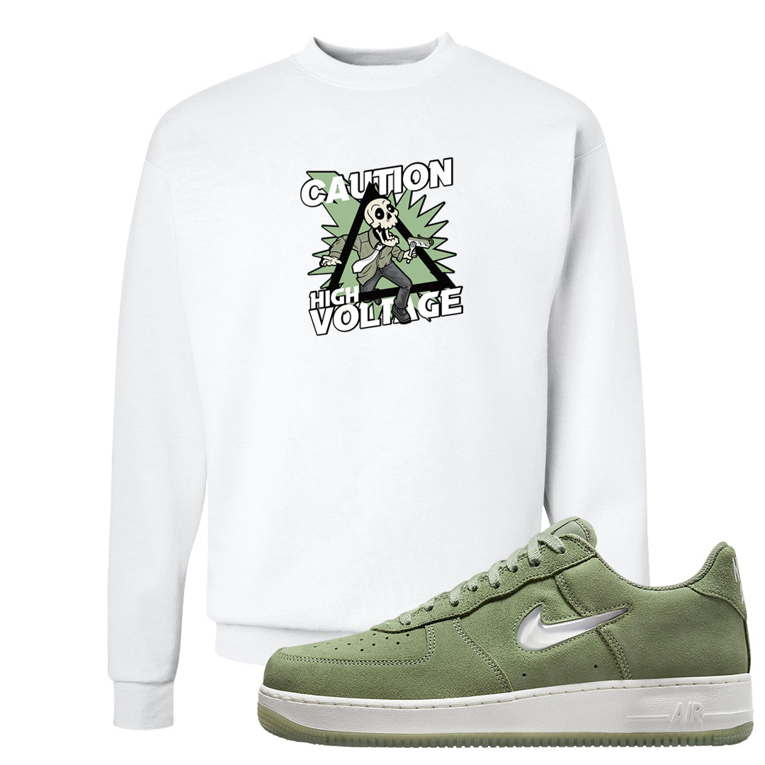 Color of The Month Low 1s Crewneck Sweatshirt | Caution High Voltage, White