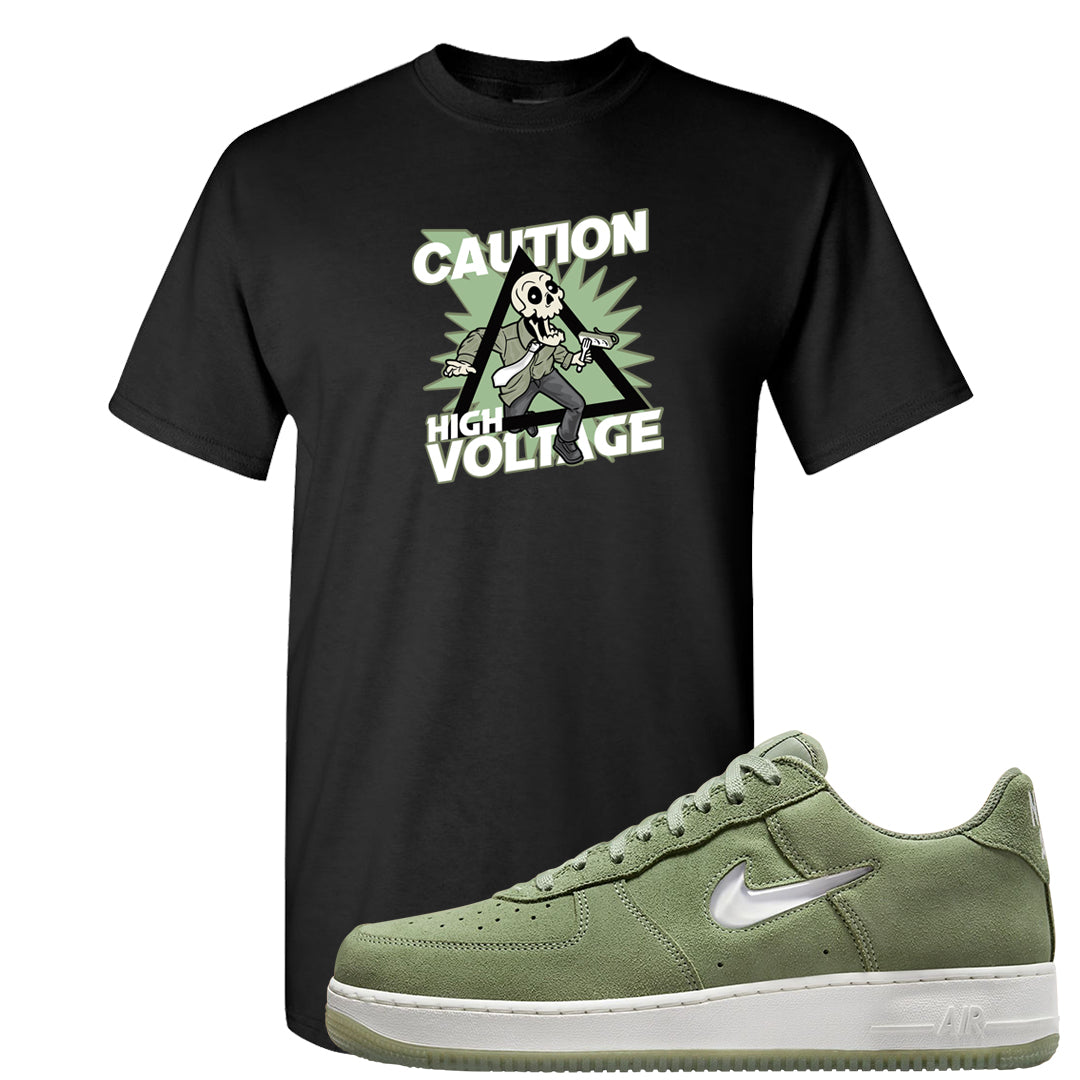 Color of The Month Low 1s T Shirt | Caution High Voltage, Black