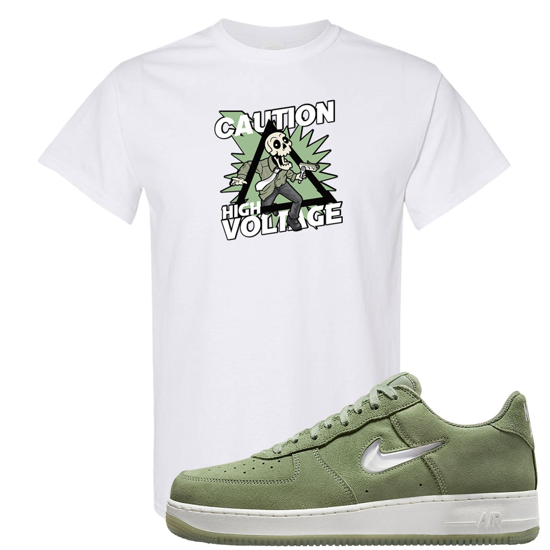 Color of The Month Low 1s T Shirt | Caution High Voltage, White