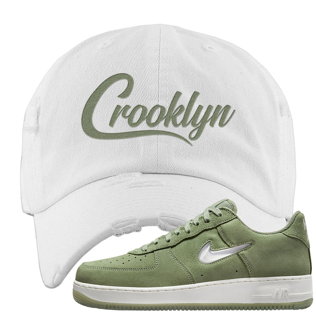 Color of The Month Low 1s Distressed Dad Hat | Crooklyn, White