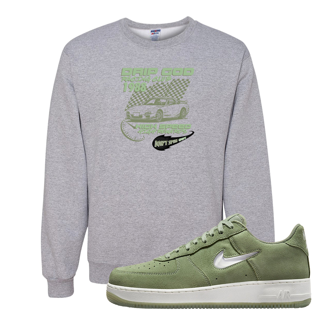 Color of The Month Low 1s Crewneck Sweatshirt | Drip God Racing Club, Ash