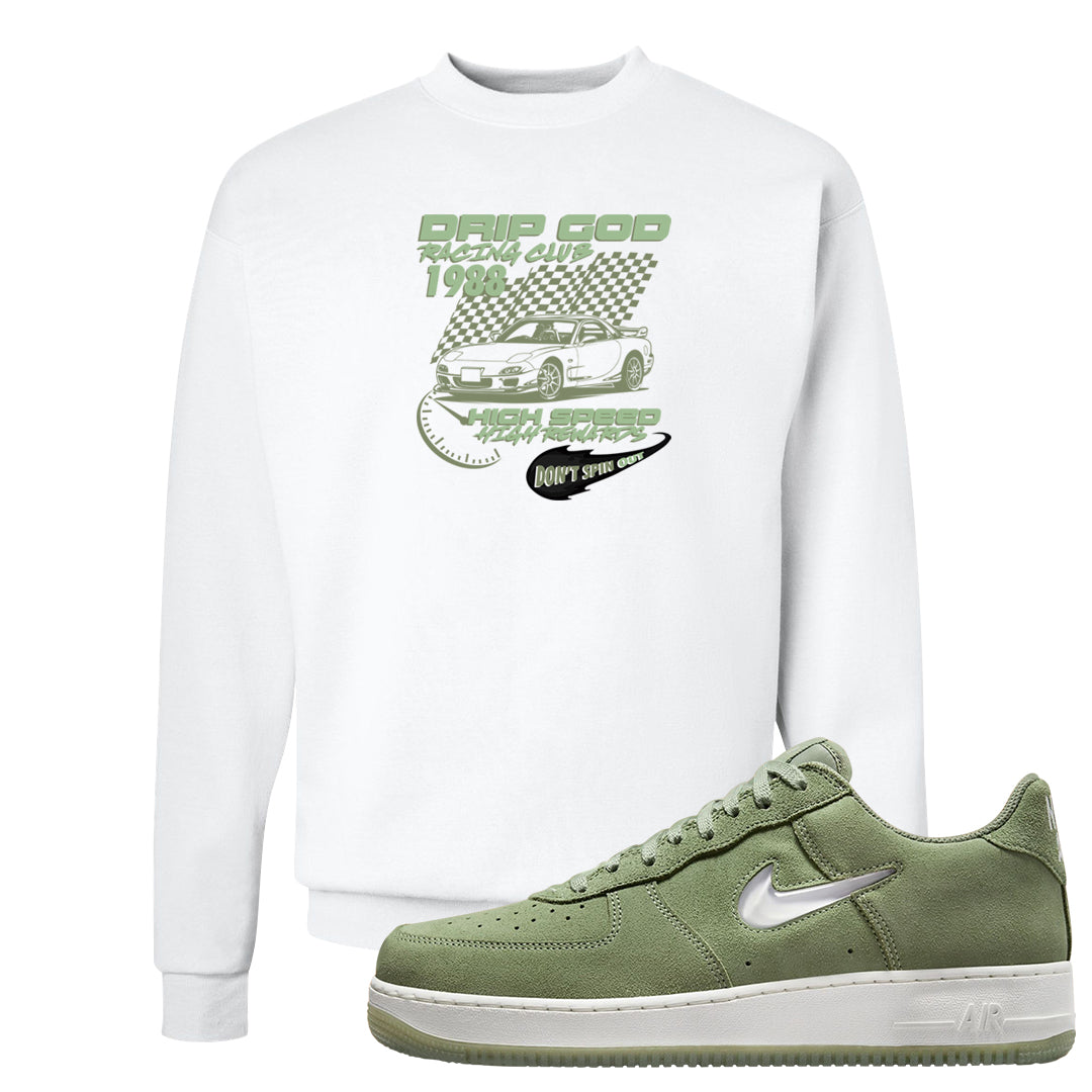 Color of The Month Low 1s Crewneck Sweatshirt | Drip God Racing Club, White