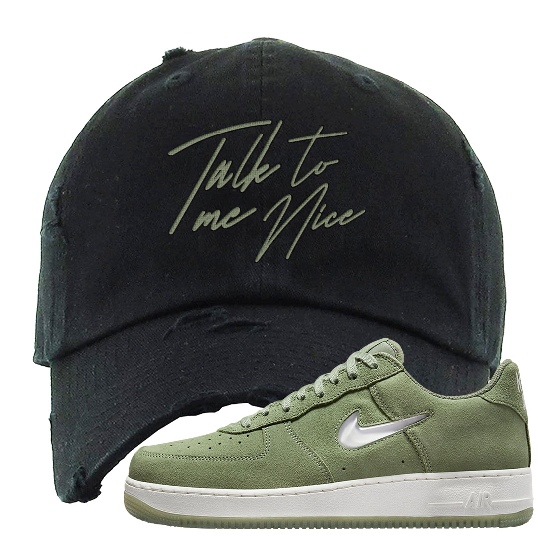 Color of The Month Low 1s Distressed Dad Hat | Talk To Me Nice, Black