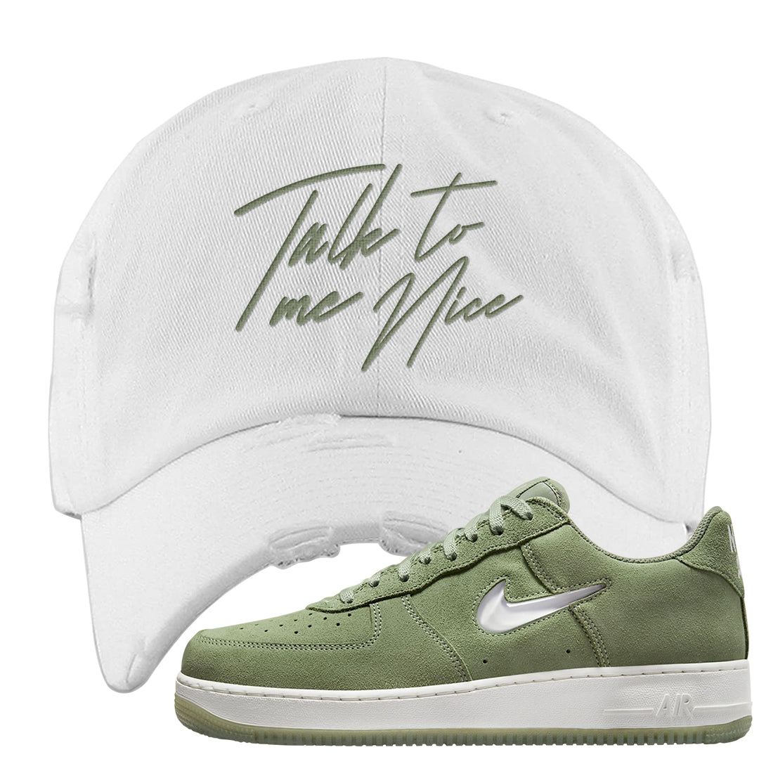 Color of The Month Low 1s Distressed Dad Hat | Talk To Me Nice, White