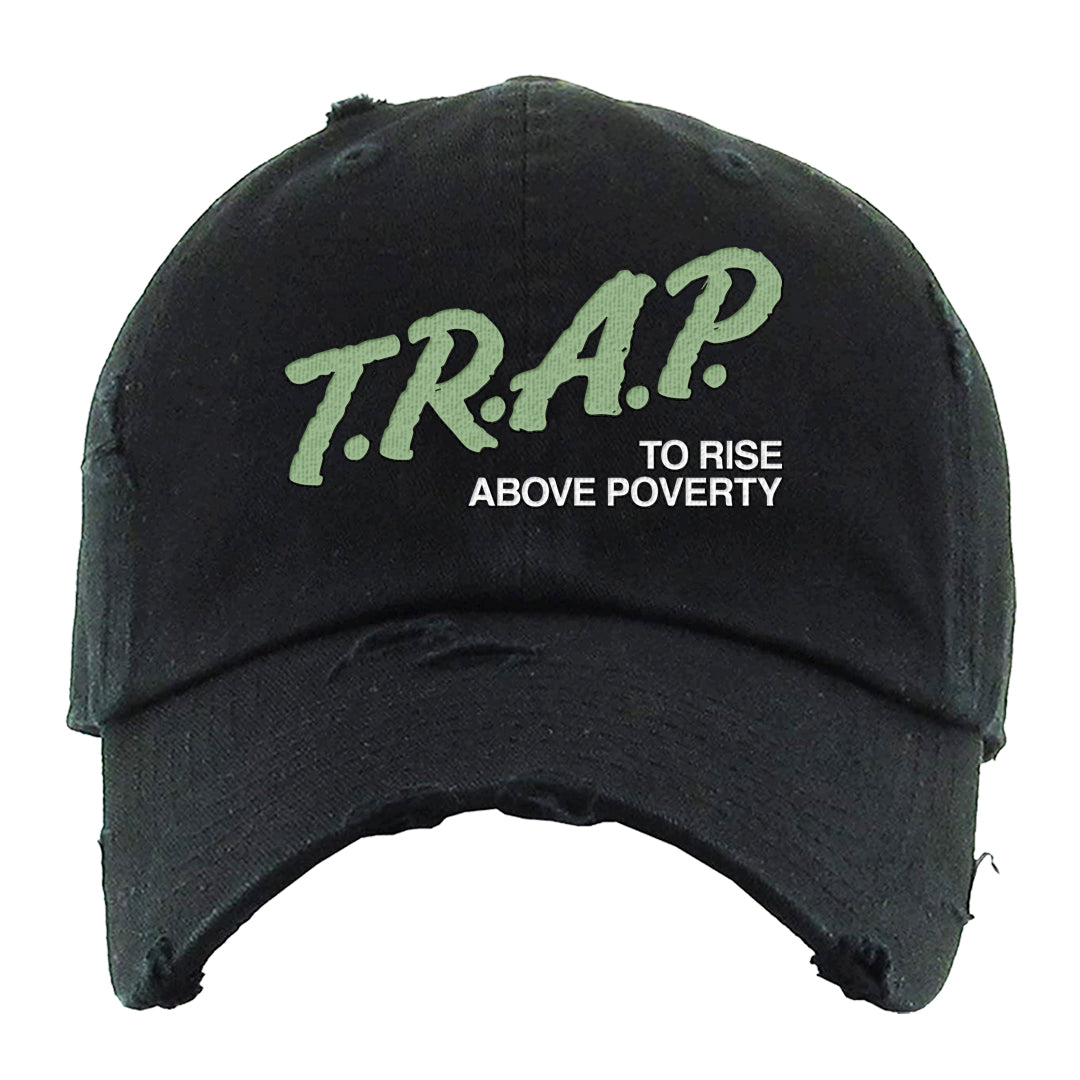 Color of The Month Low 1s Distressed Dad Hat | Trap To Rise Above Poverty, Black