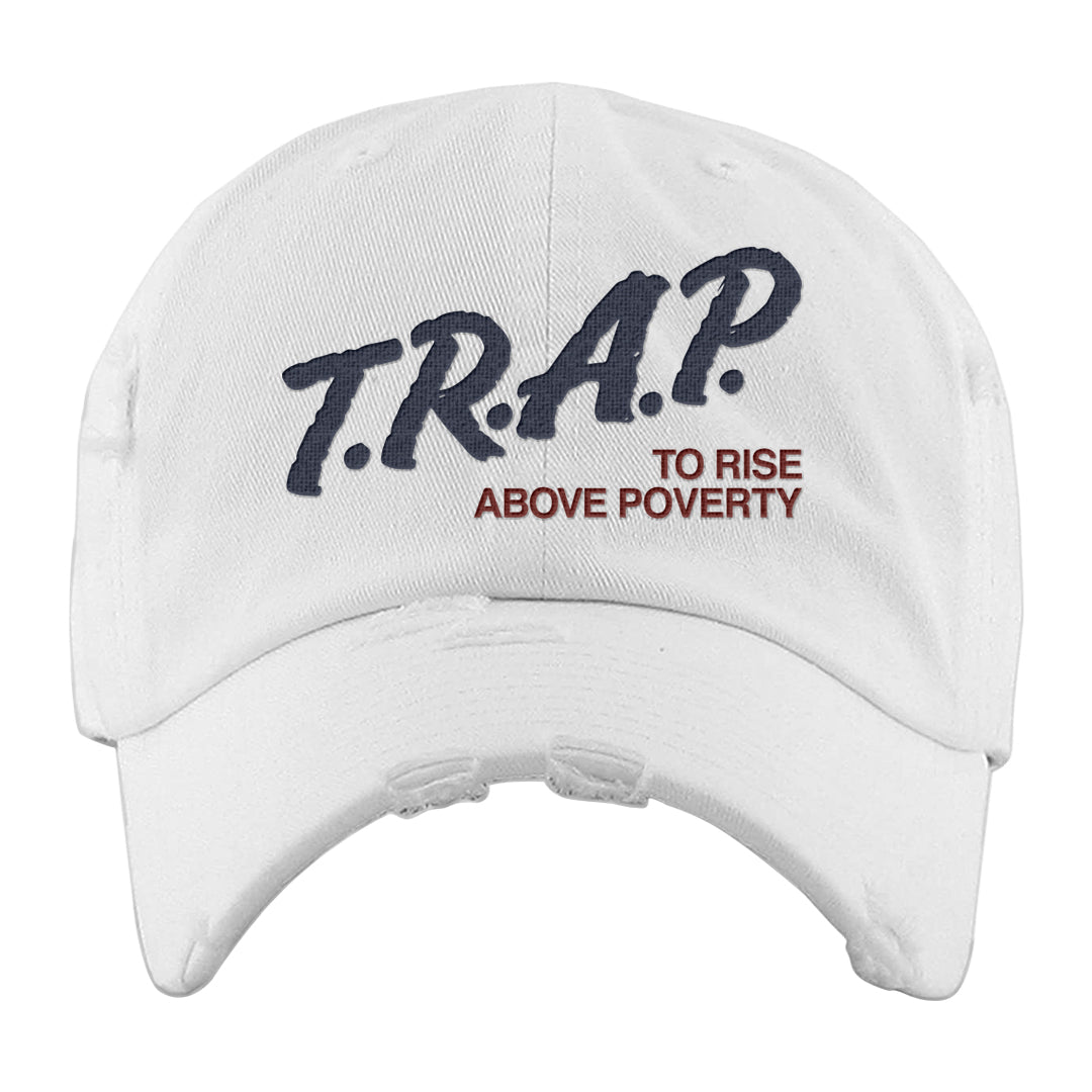 Gorge Green AF1s Distressed Dad Hat | Trap To Rise Above Poverty, White