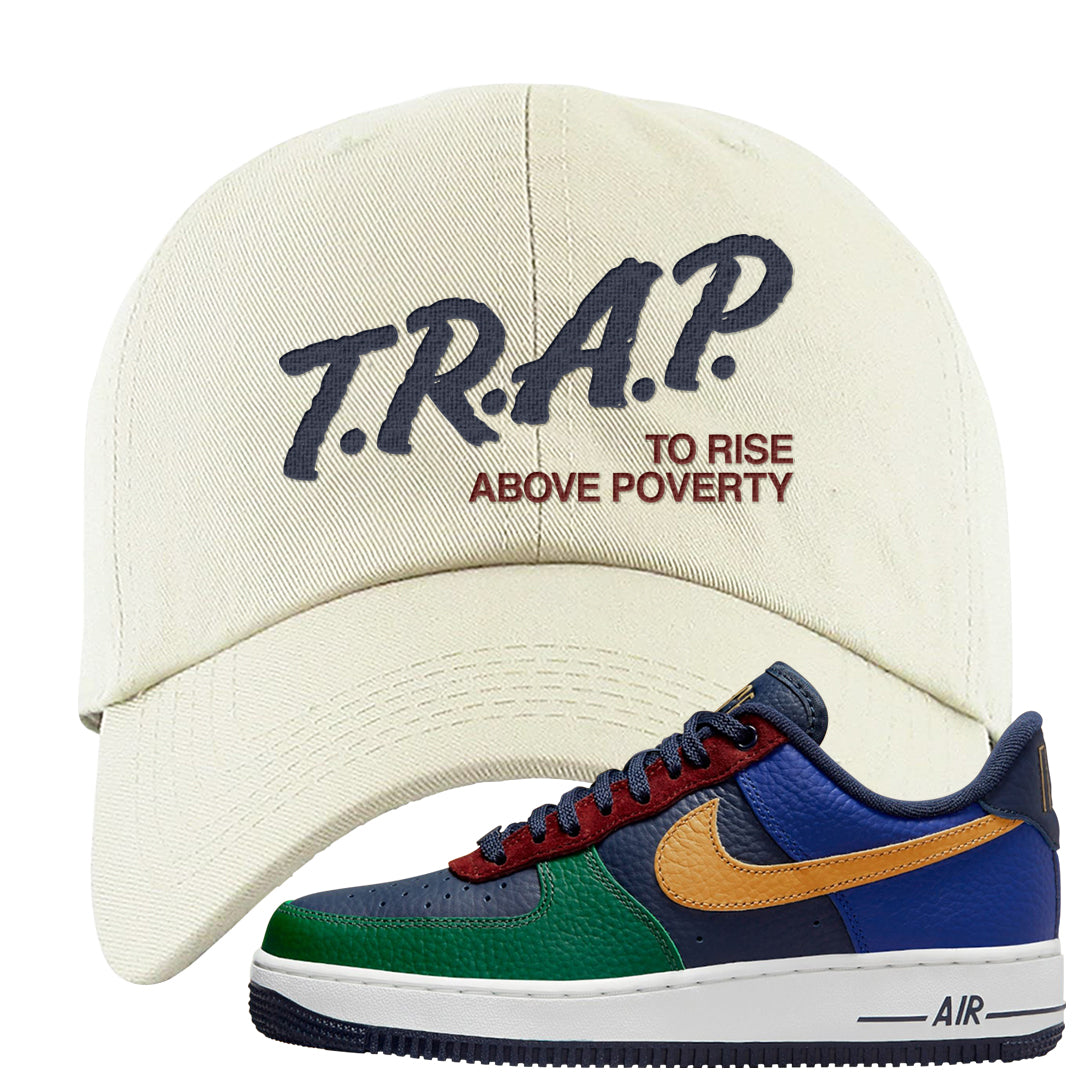 Gorge Green AF1s Dad Hat | Trap To Rise Above Poverty, White