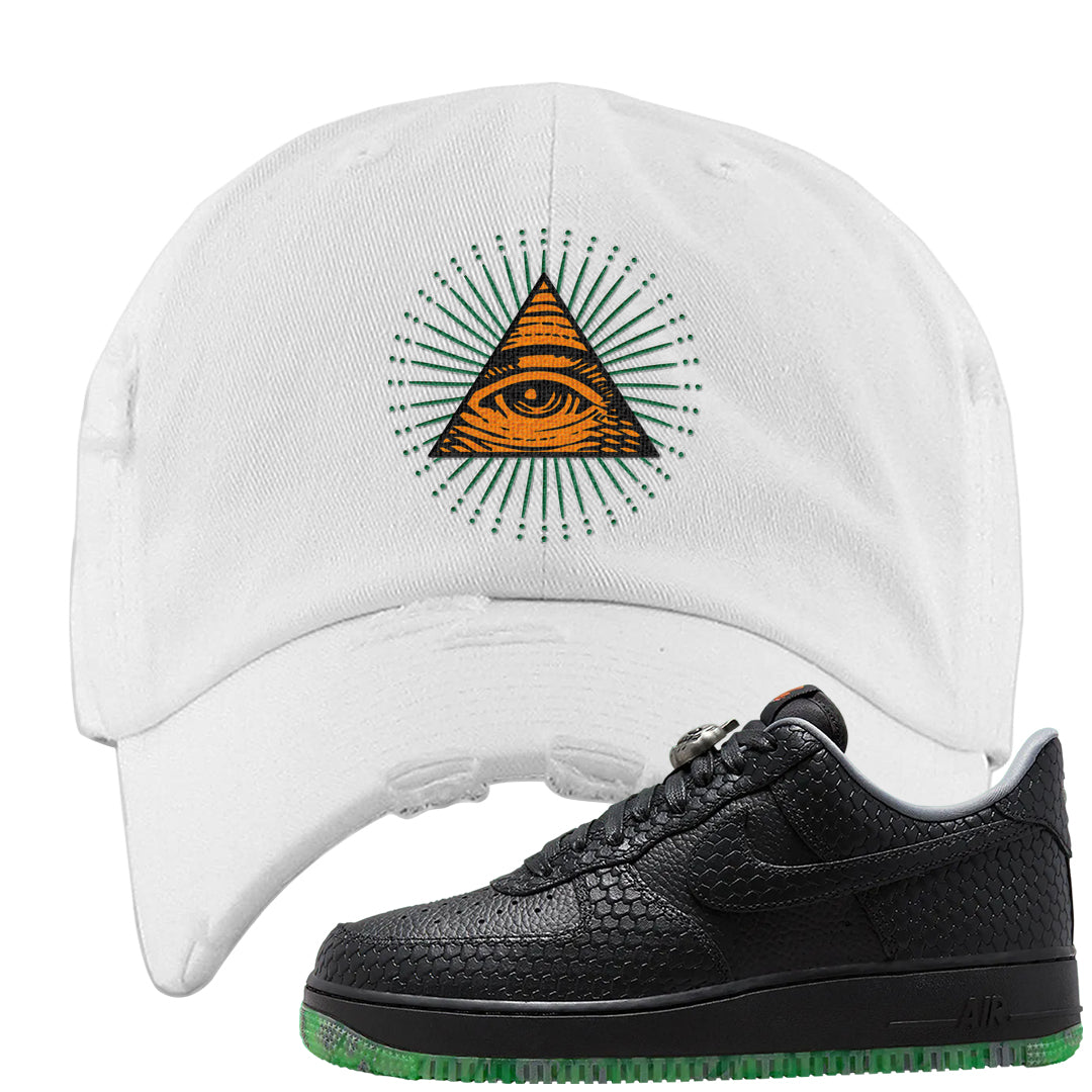 Halloween Low 1s Distressed Dad Hat | All Seeing Eye, White