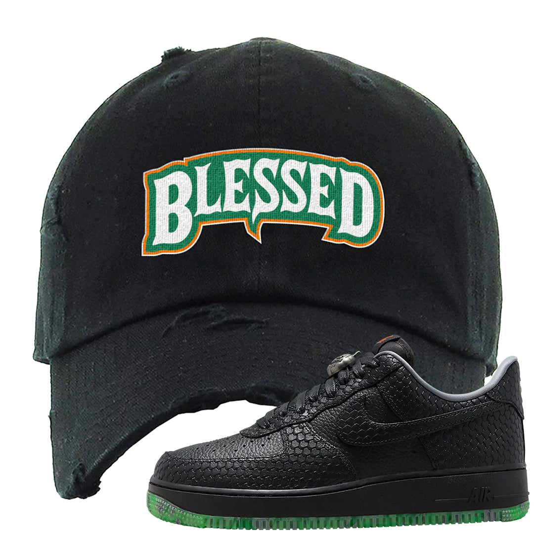 Halloween Low 1s Distressed Dad Hat | Blessed Arch, Black