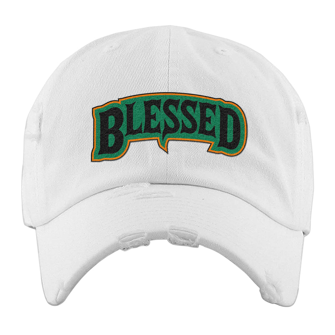 Halloween Low 1s Distressed Dad Hat | Blessed Arch, White