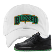 Halloween Low 1s Distressed Dad Hat | Blessed Arch, White