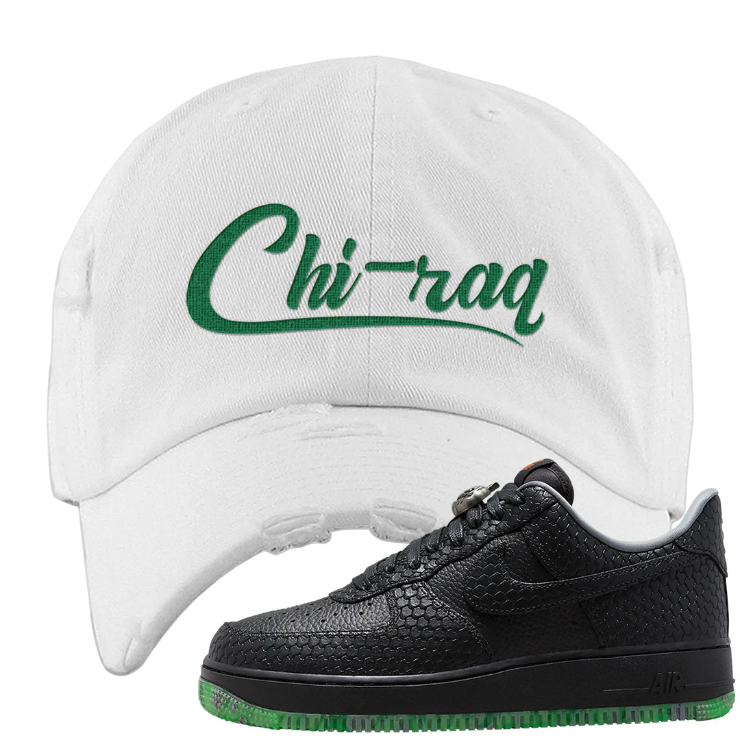 Halloween Low 1s Distressed Dad Hat | Chiraq, White