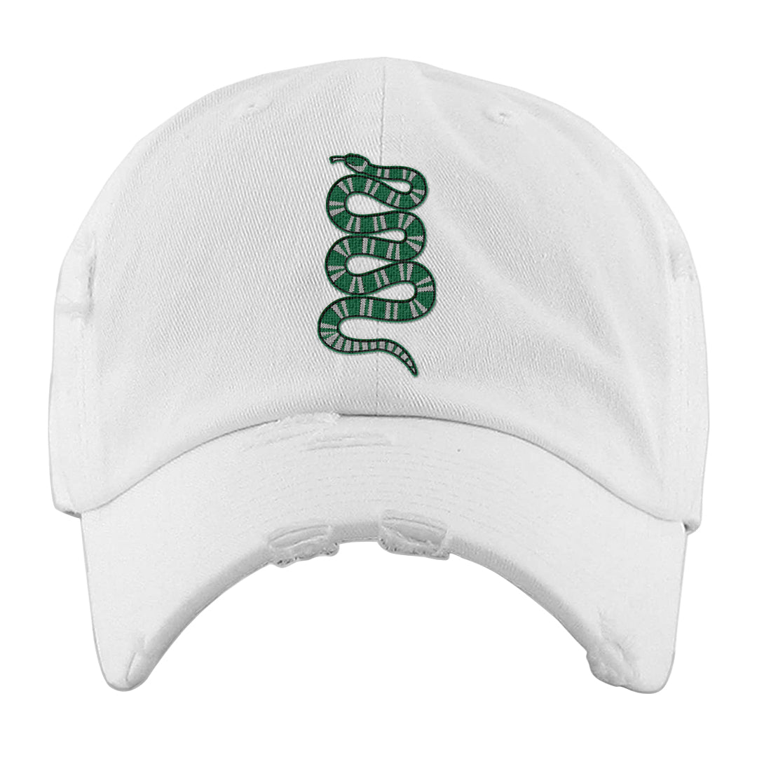 Halloween Low 1s Distressed Dad Hat | Coiled Snake, White