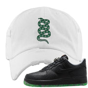 Halloween Low 1s Distressed Dad Hat | Coiled Snake, White