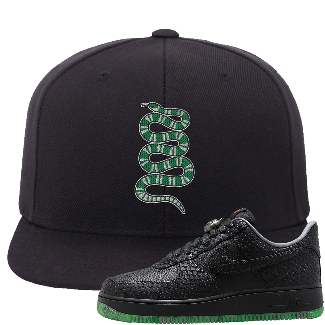 Halloween Low 1s Snapback Hat | Coiled Snake, Black