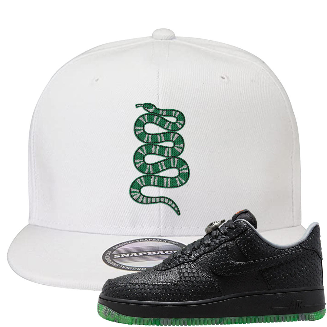 Halloween Low 1s Snapback Hat | Coiled Snake, White