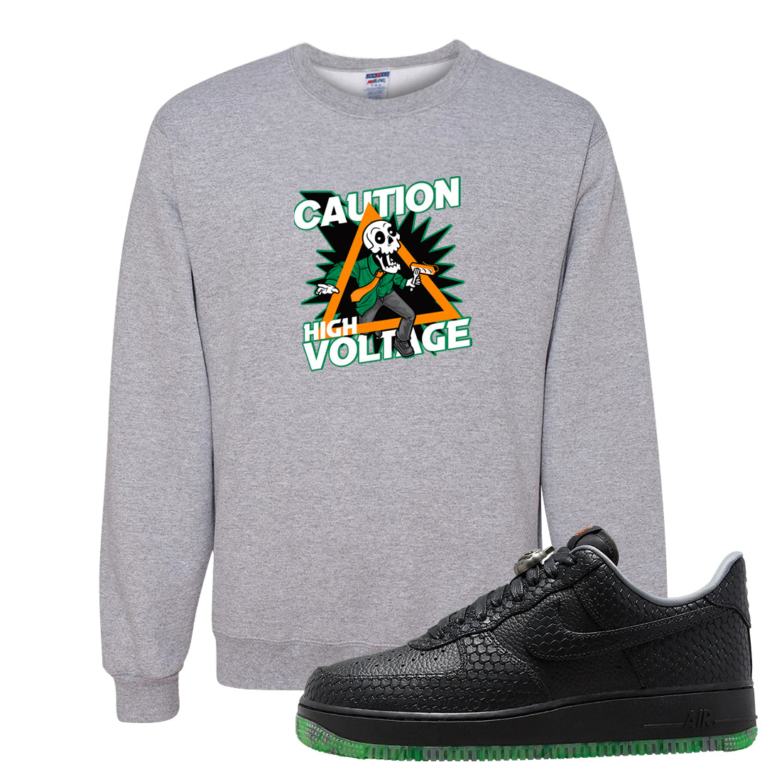 Halloween Low 1s Crewneck Sweatshirt | Caution High Voltage, Ash