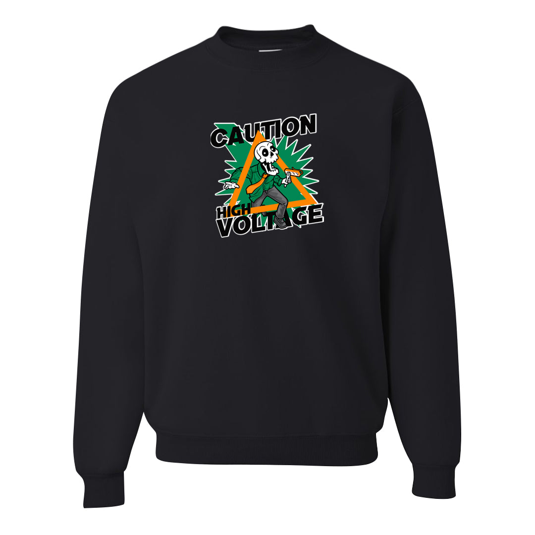 Halloween Low 1s Crewneck Sweatshirt | Caution High Voltage, Black