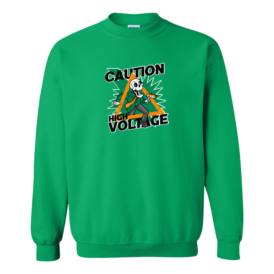 Halloween Low 1s Crewneck Sweatshirt | Caution High Voltage, Irish Green