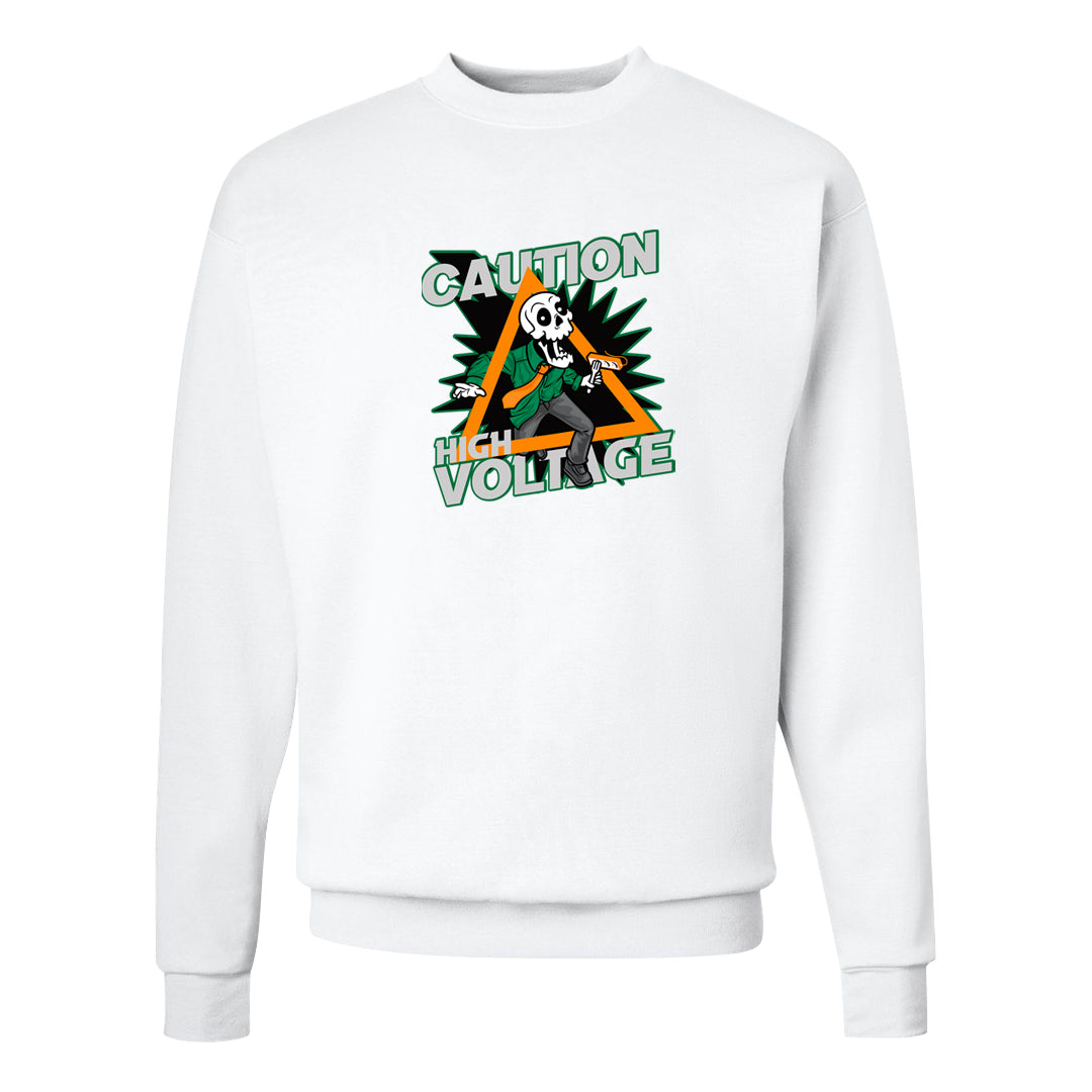 Halloween Low 1s Crewneck Sweatshirt | Caution High Voltage, White