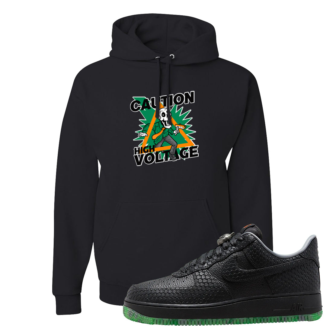 Halloween Low 1s Hoodie | Caution High Voltage, Black