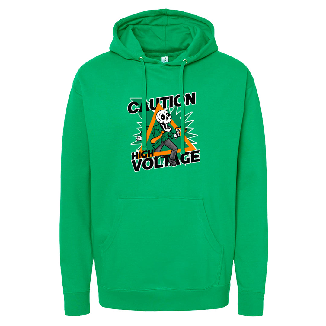 Halloween Low 1s Hoodie | Caution High Voltage, Irish Green