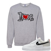 Light Iron Ore AF1s Crewneck Sweatshirt | 1 Love, Ash