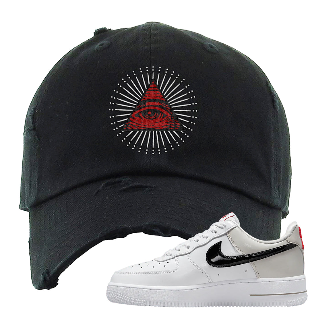 Light Iron Ore AF1s Distressed Dad Hat | All Seeing Eye, Black