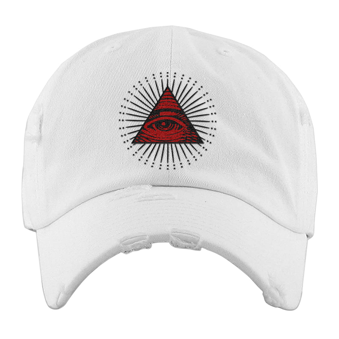 Light Iron Ore AF1s Distressed Dad Hat | All Seeing Eye, White
