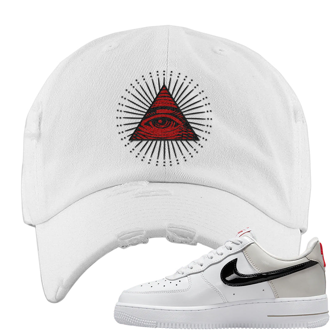 Light Iron Ore AF1s Distressed Dad Hat | All Seeing Eye, White